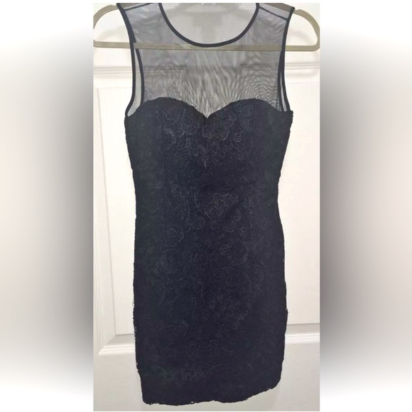 LOVECRAZY Elegant Black Lace Mini Dress Size Small - Picture 1 of 2